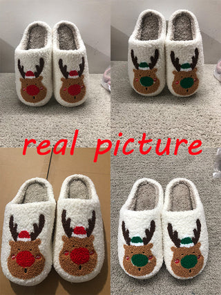 Christmas Elk Soft Cozy Winter Home Slippers | Slip-On Shoes for Warmth and Comfort