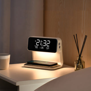 3-in-1 Wireless Charger Alarm Clock & Desk Lamp | Touch Control Dimmable Lighting