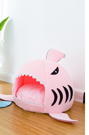 Cozy Shark Pet Bed for Small Dogs and Cats - Dual-Purpose Warm and Stylish Design