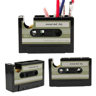 Retro Cassette Tape Dispenser Pen Holder and Pencil Pot – Multifunctional Desk Organizer