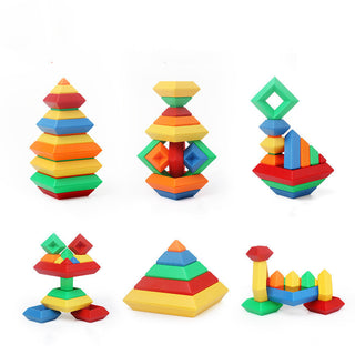 Kids Rainbow Tower Ring Set - Montessori Educational Building Blocks