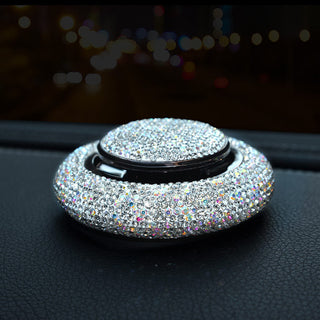 Diamond-Encrusted UFO Car Perfume Holder – Luxury Aromatherapy Metal Holder