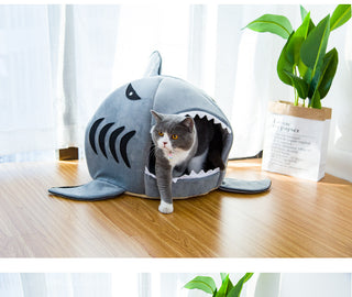 Cozy Shark Pet Bed for Small Dogs and Cats - Dual-Purpose Warm and Stylish Design