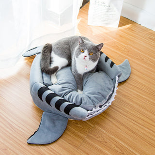 Cozy Shark Pet Bed for Small Dogs and Cats - Dual-Purpose Warm and Stylish Design