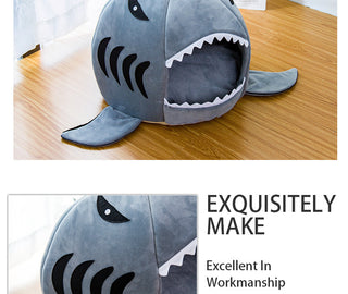 Cozy Shark Pet Bed for Small Dogs and Cats - Dual-Purpose Warm and Stylish Design