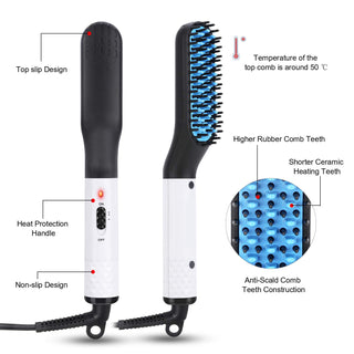 Multifunctional Hair Straightener & Beard Comb Brush for Men - Versatile Styling Tool