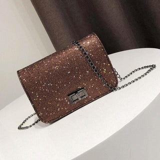 Sweet Lady's Small Square PU Leather Handbag with Sequins