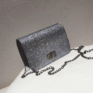 Sweet Lady's Small Square PU Leather Handbag with Sequins