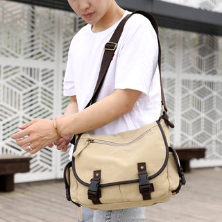 Men's Canvas Shoulder Bag – Casual Multifunctional Messenger Bag with Retro Style