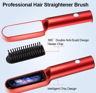 Wireless USB Hair Straightener Comb – Portable Rechargeable Styling Tool