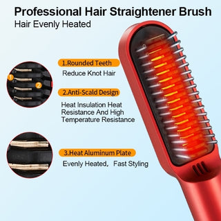 Wireless USB Hair Straightener Comb – Portable Rechargeable Styling Tool