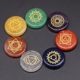 Seven Chakra Natural Stone Set - Polished Semi-Precious Crystals for Healing and Balance