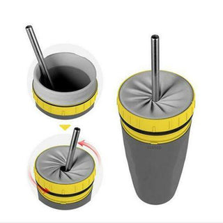 No Lid Twist Cup: Portable Double Insulated Tumbler with Straw | Travel-Friendly