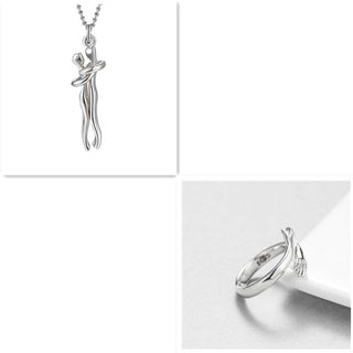 Unisex Love Hug Necklace - Simple Clavicle Chain Jewelry for Couples