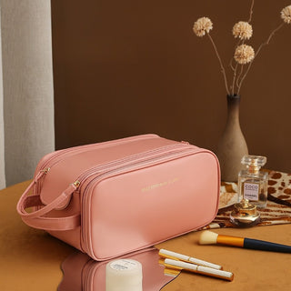 Three-Layer Double Zipper U-Shaped Design Cosmetic Bag High Capacity