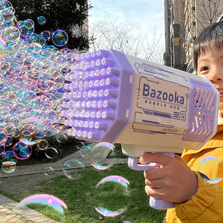 69-Hole Bubble Gun Rocket | Automatic Soap Bubble Machine with Lights for Kids