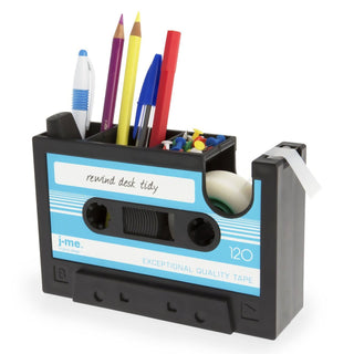 Retro Cassette Tape Dispenser Pen Holder and Pencil Pot – Multifunctional Desk Organizer