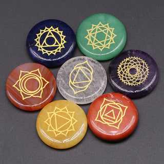 Seven Chakra Natural Stone Set - Polished Semi-Precious Crystals for Healing and Balance