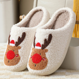 Christmas Elk Soft Cozy Winter Home Slippers | Slip-On Shoes for Warmth and Comfort