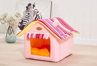 New Fashion Striped Dog House Bed with Removable Cover – Cozy Pet Beds for Dogs and Cats