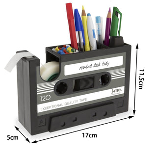 Retro Cassette Tape Dispenser Pen Holder and Pencil Pot – Multifunctional Desk Organizer