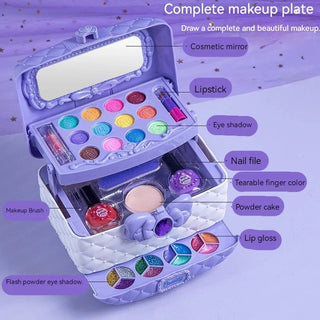 Girl's Princess Cosmetic Case | Complete Makeup Kit Suit for Kids – Fun & Safe Play Set