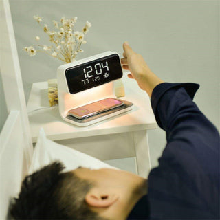 3-in-1 Wireless Charger Alarm Clock & Desk Lamp | Touch Control Dimmable Lighting