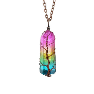 Hot Selling Stone Crystal Pillar Tree of Life Pendant | Popular in Europe and America