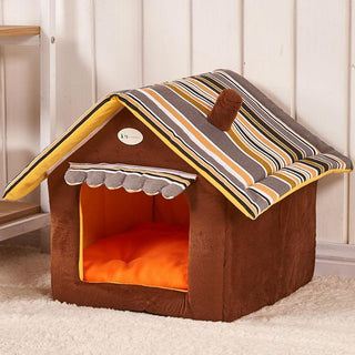 New Fashion Striped Dog House Bed with Removable Cover – Cozy Pet Beds for Dogs and Cats