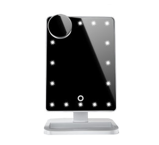 Touch Screen Makeup Mirror with 20 LED Lights, Bluetooth Speaker & 10X Magnification