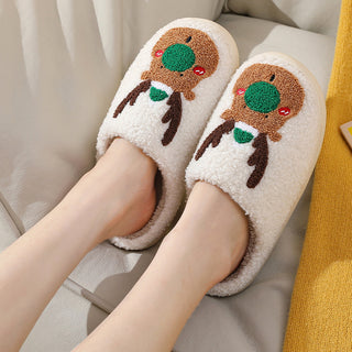 Christmas Elk Soft Cozy Winter Home Slippers | Slip-On Shoes for Warmth and Comfort