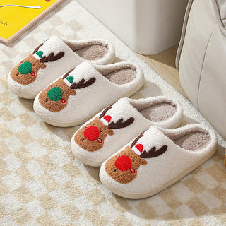 Christmas Elk Soft Cozy Winter Home Slippers | Slip-On Shoes for Warmth and Comfort