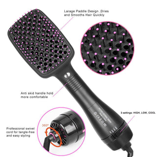 Electric Hair Dryer Comb 2-in-1 Hair Straightener - Multi-Functional Hot Air Brush for Wet