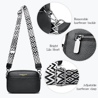 Fashion Shoulder Crossbody Bag with Rhombus Embroidered Strap |Cute Leather Bag