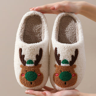 Christmas Elk Soft Cozy Winter Home Slippers | Slip-On Shoes for Warmth and Comfort