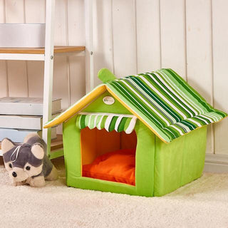 New Fashion Striped Dog House Bed with Removable Cover – Cozy Pet Beds for Dogs and Cats