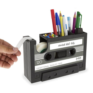 Retro Cassette Tape Dispenser Pen Holder and Pencil Pot – Multifunctional Desk Organizer