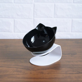 Non-Slip Double Cat Bowl with Raised Stand – 15° Tilted Elevated Cat Feeder