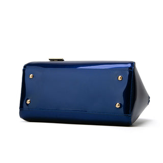 Shiny Patent Leather Handbag – Fashionable One-Shoulder Bag in Candy Color Blue