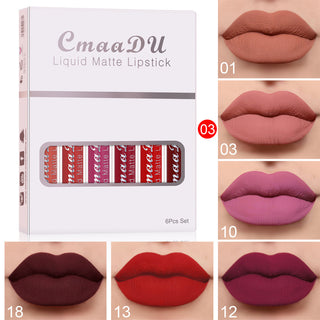 6 Boxes of Matte Non-Stick Cup Waterproof Lipstick | Long-Lasting Lip Gloss Set