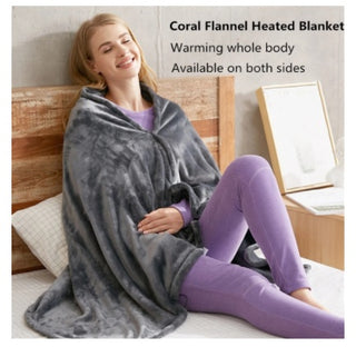 USB Heated Flannel Blanket – Winter Electric Body Warmer & Plush Shawl