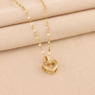 Double-Layer Smart Love Pendant Necklace | Fashion Jewelry for Women in Titanium