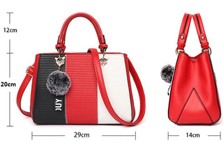 Stylish Women’s Hairball Ornaments Patchwork Handbag | Elegant Party Purse