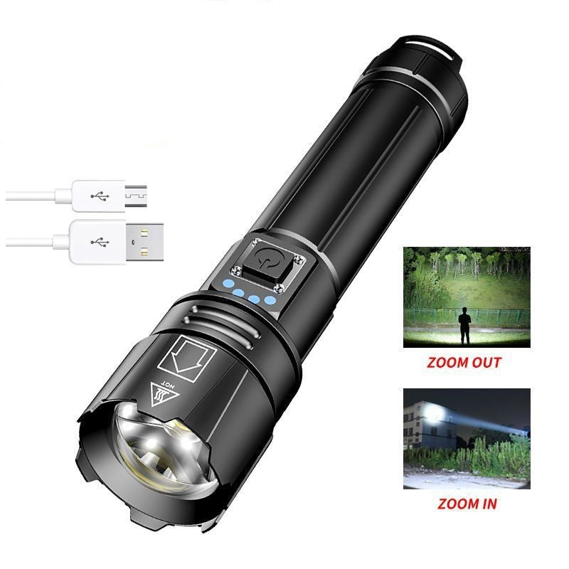 30W White Laser Telescopic Focusing Flashlight| Rechargeable LED Torch