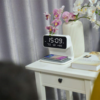 3-in-1 Wireless Charger Alarm Clock & Desk Lamp | Touch Control Dimmable Lighting