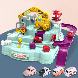 Cars Pass Through Big Adventure Parking Lot Toy Car Track