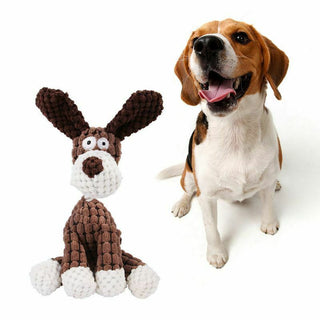 Soft and Durable Plush Dog Toy – Corduroy Squeaky Animal for Dogs