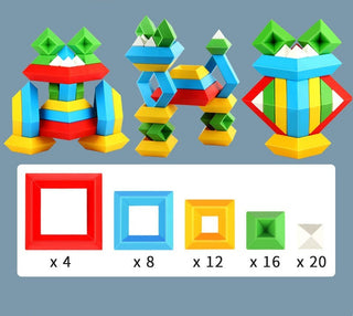 Kids Rainbow Tower Ring Set - Montessori Educational Building Blocks