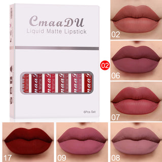 6 Boxes of Matte Non-Stick Cup Waterproof Lipstick | Long-Lasting Lip Gloss Set