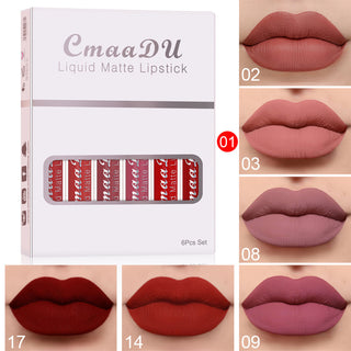 6 Boxes of Matte Non-Stick Cup Waterproof Lipstick | Long-Lasting Lip Gloss Set